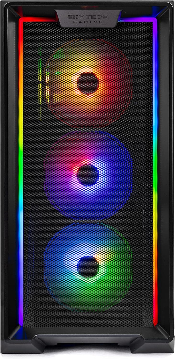 Skytech Nebula Gaming PC Desktop, Ryzen 5 5500 3.6 GHz (4.2GHz Turbo Boost), NVIDIA RTX 4060 8GB GDDR6X, 1TB SSD, 16GB DDR4 RAM 3200, 650W Gold PSU, Wi-Fi, Win 11 Home