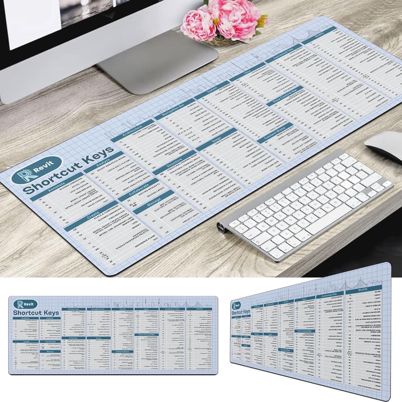 Autodesk Revit Shortcut Keys Mouse Mat, Revit Cheat Sheet Revit Quick Reference Extra Large Mousepad Gift for Architect Office Desk Decor Desk Mat KMH