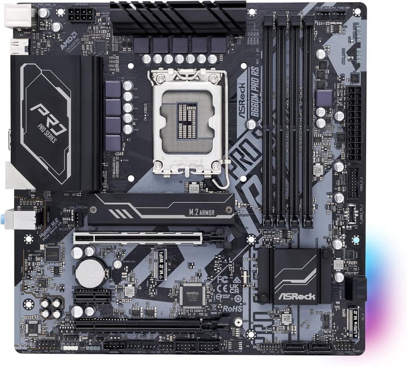 ASRock B660M Pro RS Intel B660 Series CPU (LGA1700) 32 GB Compatible B660M MicroATX Motherboard