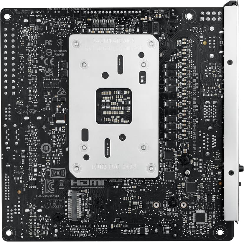 ASUS ROG Strix B850-I Gaming WiFi AMD AM5 B850 Mini-ITX mITX Motherboard 10+2+1 Stages, DDR5, 2.5G LAN, WiFi 7, 2X M.2, PCIe® 5.0 x16, USB 20Gbps Type-C®, AI Overclocking, AI Networking II, Aura Sync