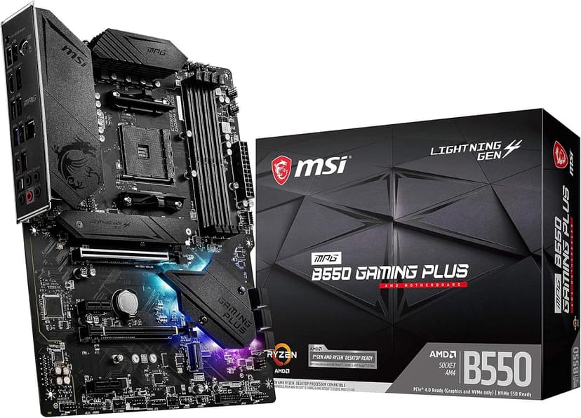 MSI MPG B550 Gaming Plus Computer Gaming Motherboard (AMD AM4, Ryzen 5000 & 3000 Series, DDR4, PCIe 4.0, SATA 6Gb/s, M.2, USB 3.2 Gen 2, HDMI/DP, ATX) AMD PC Motherboards (Renewed)