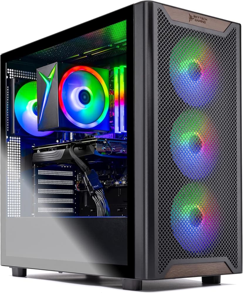 Skytech Chronos Gaming PC Desktop, Ryzen 7 7700 3.8 GHz (5.3GHz Turbo Boost), AMD RX 9070 XT 16GB GDDR6, 2TB Gen4 NVMe SSD, 32GB DDR5 RAM 6000 RGB, 850W Gold ATX 3.0 PSU, Wi-Fi, Win 11