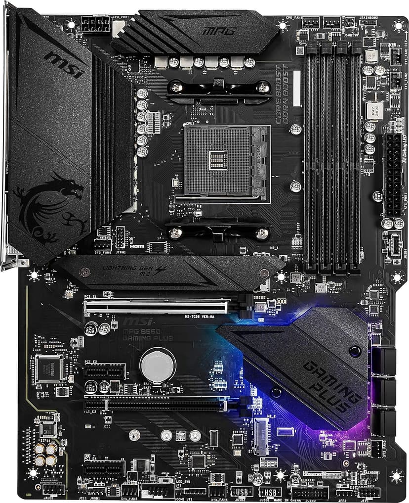 MSI MPG B550 Gaming Plus Computer Gaming Motherboard (AMD AM4, Ryzen 5000 & 3000 Series, DDR4, PCIe 4.0, SATA 6Gb/s, M.2, USB 3.2 Gen 2, HDMI/DP, ATX) AMD PC Motherboards (Renewed)