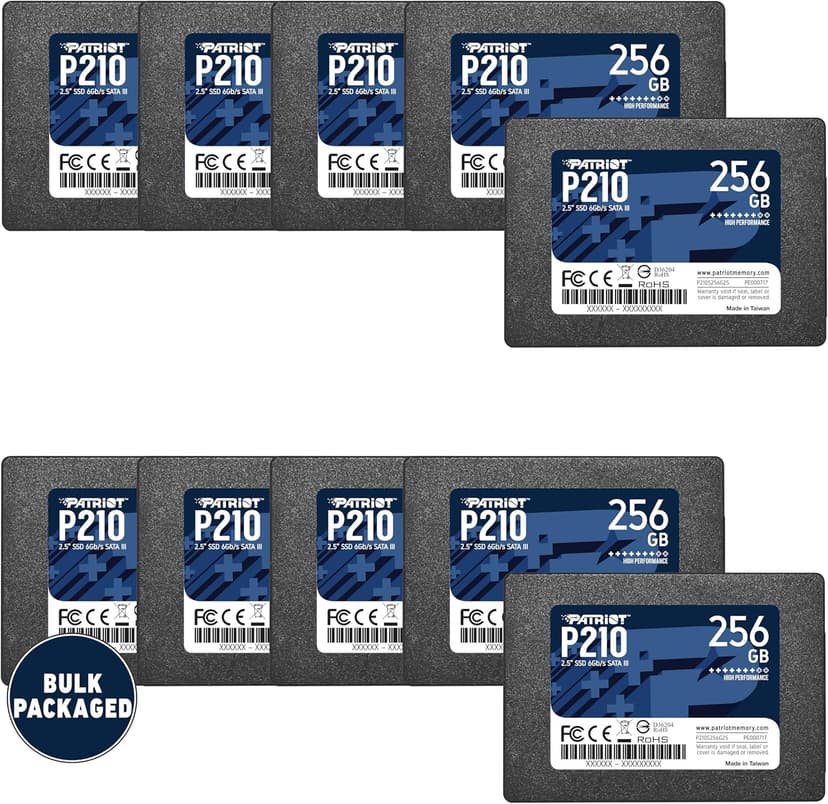 Patriot Memory P210 SATA 3 256GB SSD 2.5 Inch Internal Solid State Drive Bulk Packaged 10 Pack - P210S256G2510B