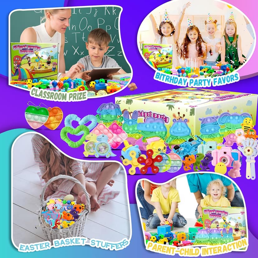 1000+ PCS Party Favors for Kids,Fidget Toys Pack,Christmas Stocking Stuffers,, Birthday Gift, Treasure Box,Goodie Bag Stuffers, Carnival Prizes, Toys Filler Sensory Toy for Classrooom