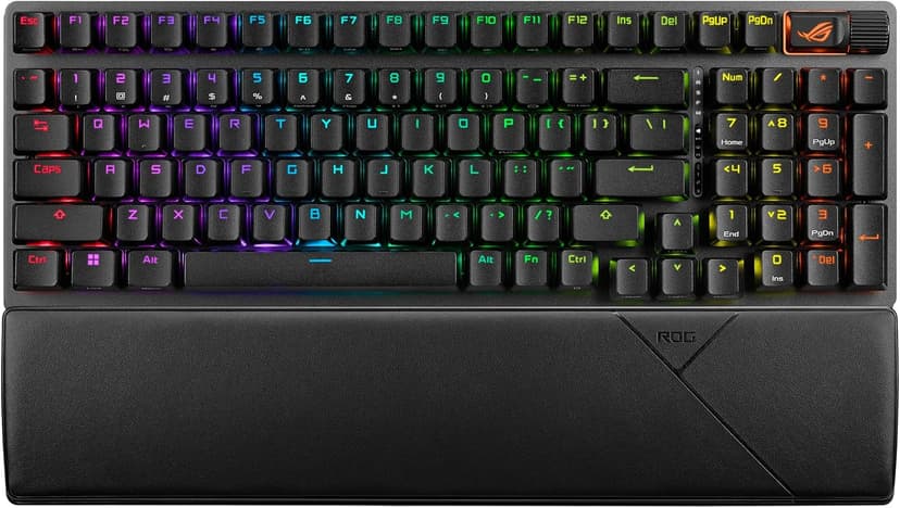 ASUS ROG Strix Scope II 96 Wireless Gaming Keyboard, Tri-Mode Connection, Dampening Foam & Switch-Dampening Pads, Hot-Swappable Pre-lubed ROG NX Snow Switches, PBT Keycaps, RGB-Black
