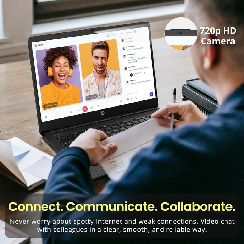 HP Flagship 14" HD Laptop with 1 Year Office 365 | 16GB RAM | 1.28TB Storage(128GB EMMC & 160GB Docking Station Set & 1TB Cloud Storage) | Intel 4-Core Processor | Webcam | Wi-Fi | Windows 11 | Black