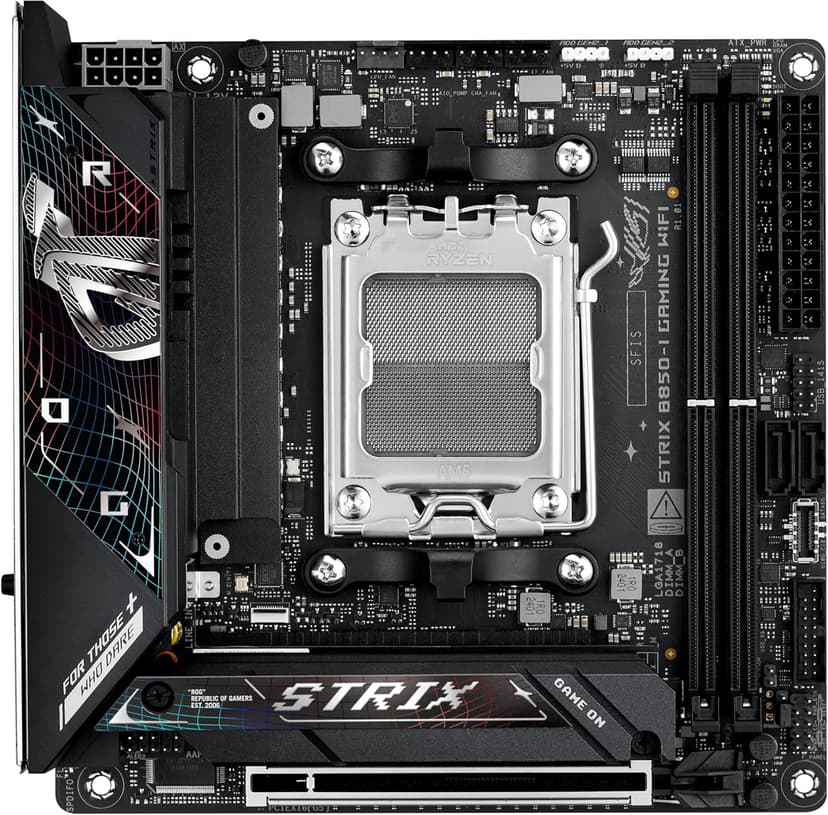 ASUS ROG Strix B850-I Gaming WiFi AMD AM5 B850 Mini-ITX mITX Motherboard 10+2+1 Stages, DDR5, 2.5G LAN, WiFi 7, 2X M.2, PCIe® 5.0 x16, USB 20Gbps Type-C®, AI Overclocking, AI Networking II, Aura Sync