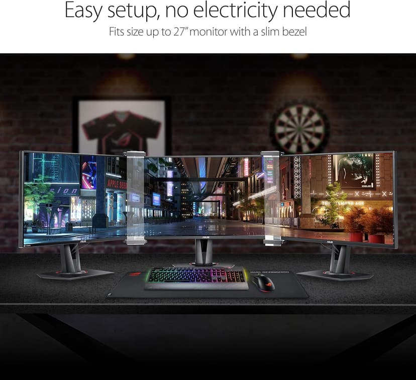 ASUS ROG Bezel-Free Kit ABF01 Universal Multi-Monitor Setup with Optical Micro-structures Easy Assembly, CLEAR, (Set of 2)
