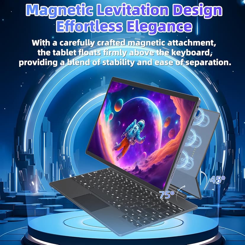 【Win 11 Pro/Office 2019】2-in-1 Convertible Laptop, 14" 2.2K Touchscreen, Detachable Magnetic Keyboard, 12th Gen Alder Lake-N95, 16GB DDR5 RAM, 512GB/1TB SSD, HD Camera, Cooling Fan, Type-C (512G SSD)