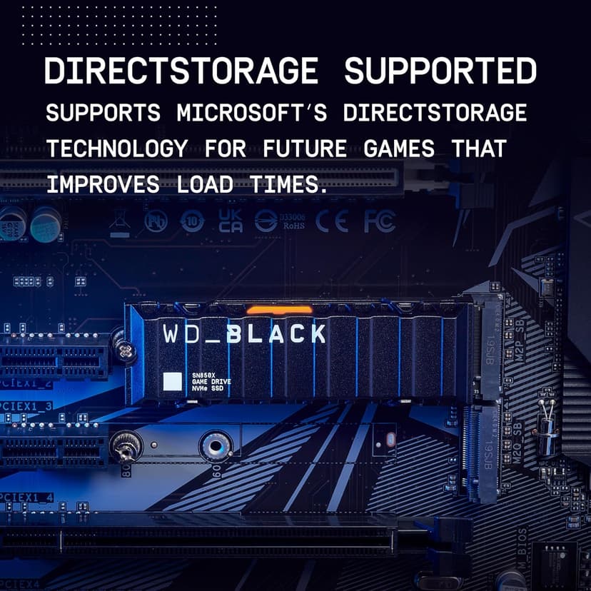 WD_BLACK 2TB SN850X NVMe Internal Gaming SSD Solid State Drive with Heatsink - Works with Playstation 5, Gen4 PCIe, M.2 2280, Up to 7,300 MB/s - WDS200T2XHE