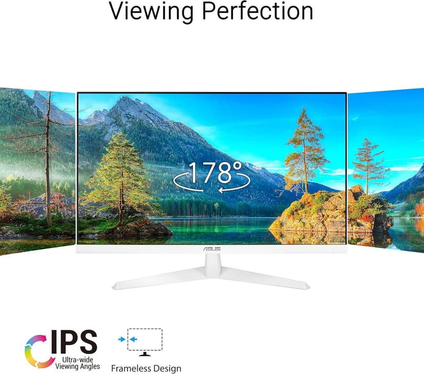 ASUS 27” 1080P Eye Care Monitor (VY279HF-W) - FHD, IPS, 100Hz, 1ms, Adaptive Sync, for Working and Gaming, Eye Care Plus technology, Blue Light Filter, Flicker Free, DisplayWidget Center, 3yr warranty