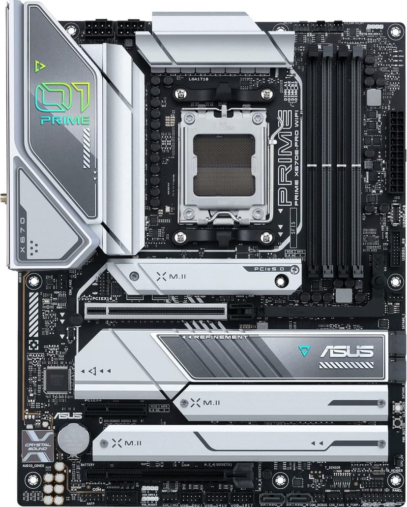 ASUS Prime X670E-PRO WiFi AMD X670 AM5 Ryzen™ Desktop 9000 8000 & 7000 ATX Motherboard with PCIe® 5.0, Four M.2 Slots, DDR5 Slots, USB 3.2 Gen 2x2 Type-C®, USB4® Support, WiFi 6E, and 2.5G Ethernet