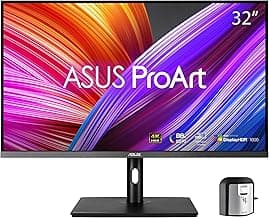 ASUS ProArt Display 32” 4K HDR Computer Monitor (PA32UCR-K) - IPS, 1000nits, ΔE < 1, 98% DCI-P3, 99.5% Adobe RGB, USB-C, HDMI, X-rite i1 Calibrator, Compatible with Laptop & Mac Monitor,BLACK