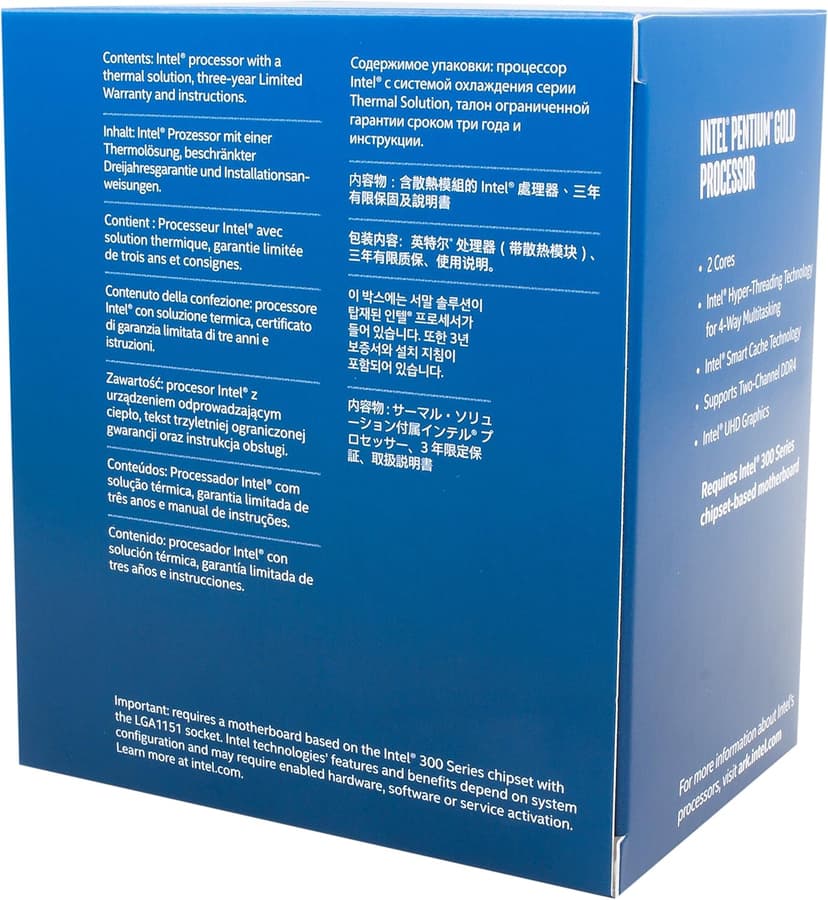 Intel® Pentium® Gold G5400 Desktop Processor 2 Core 3.7GHz LGA1151 300 Series 54W/58W BX80684G5400