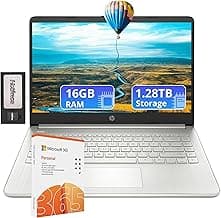 HP Flagship 14" Laptop with 1 Year Office 365 | 16GB RAM | 1.28TB Storage(128GB EMMC & 160GB Docking Station & 1TB Cloud Storage) | Intel 4-Core Processor | Webcam| Silver | Windows 11