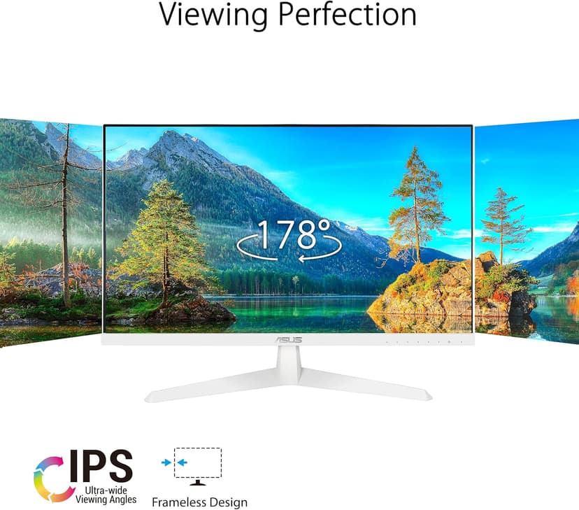 ASUS Eye Care 23.8” 1080P Gaming Monitor (VY249HF-W) – Full HD, IPS, 100Hz, IPS, SmoothMotion, 1ms, Adaptive Sync, Eye Care Plus Technology, Blue Light Filter, Flicker Free, 3 yr Warranty
