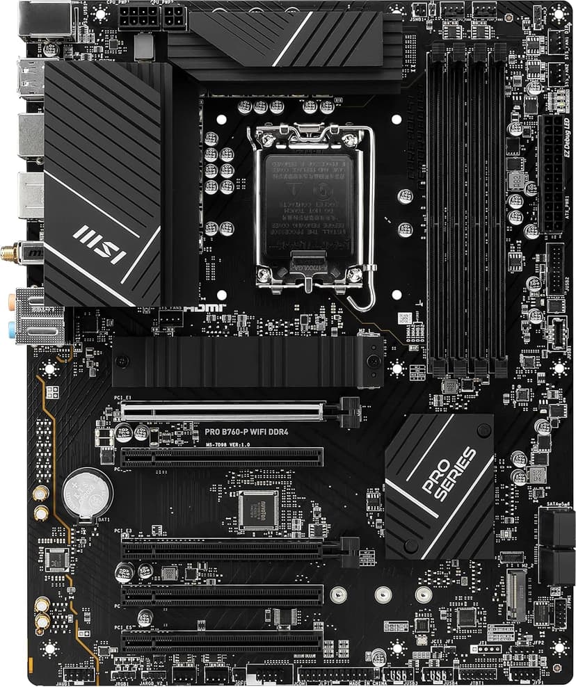 msi PRO B760-P WiFi DDR4 ProSeries Motherboard (Supports 12th/13th/14th Gen Intel Processors, LGA 1700, DDR4, PCIe 4.0, M.2, 2.5Gbps LAN, USB 3.2 Gen2, HDMI/DP, Wi-Fi 6E, Bluetooth 5.3, ATX)