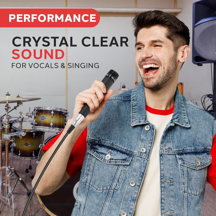 PylePro Dynamic Handheld Microphone, Professional Moving Coil Mic with Built-in Pop Filter, Wide Frequency Response, High Signal Output, Rugged Design, Low Noise Circuitry, 15' ft. XLR Cable Included