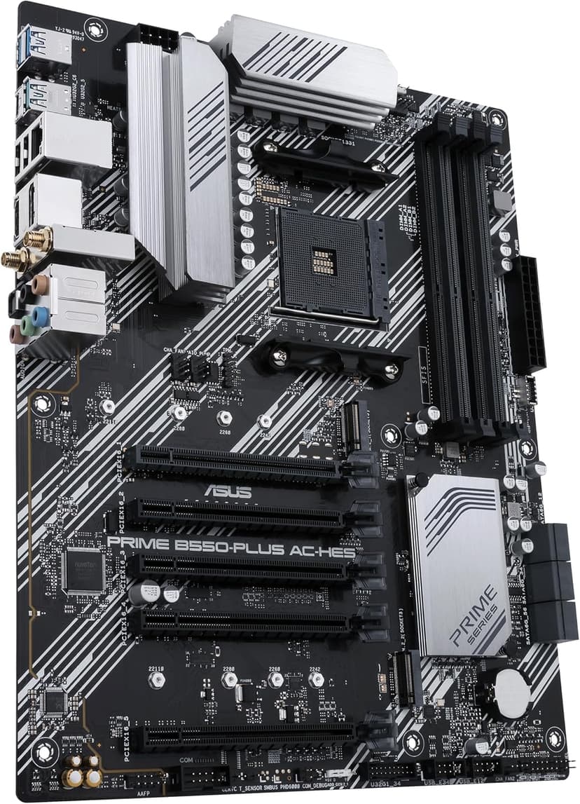 ASUS Prime B550-PLUS AC-HES AMD AM4 (3rd Gen Ryzen) ATX Motherboard (Dual M.2, PCIe4.0, WIFI5, 1Gb Ethernet, SATA 6 Gbps, USB 3.2 Gen 2 Type-C, Front USB 3.2 Gen 1 Type-C and CEC Tier II Ready)