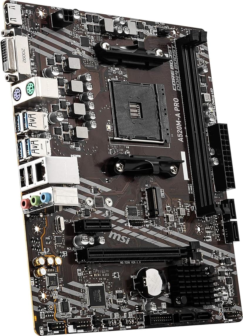 MSI A520M-A PRO Gaming Motherboard (AMD Ryzen 5000, AM4, DDR4, PCIe 3.0, SATA 6Gb/s, M.2, USB 3.2 Gen 1, DVI/HDMI, Micro-ATX)