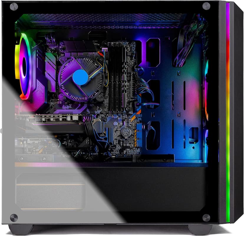 Skytech Gaming Chronos Mini Gaming Computer PC Desktop - Intel Core-i3 10100F 3.6GHz, GTX 1650 4G, 500GB SSD, 8G 3000, RGB Fans, AC WiFi, Windows 10 Home 64-bit,Black