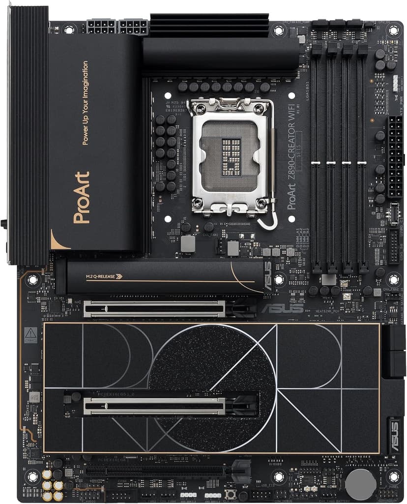 ASUS ProArt Z890-CREATOR WIFI Z890 LGA 1851 ATX Motherboard, Intel® Core™ Ultra Processor Series 2 Ready, 16+2+1+2 stages, PCIe® 5.0, DDR5, Thunderbolt™ 5 Type-C®, 10+2.5 Gb LAN, WiFi 7, 5x M.2, AI OC