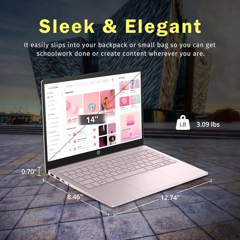 HP Flagship 14" HD Student&Business Laptop, Intel N150 CPU(Beats i3-1115G4), 32GB RAM, 288GB Storage (128GB UFS + 160GB Docking Set), W/1 Year Office 365&AI-Copilot, Webcam, Bluetooth, Win 11s, Pink