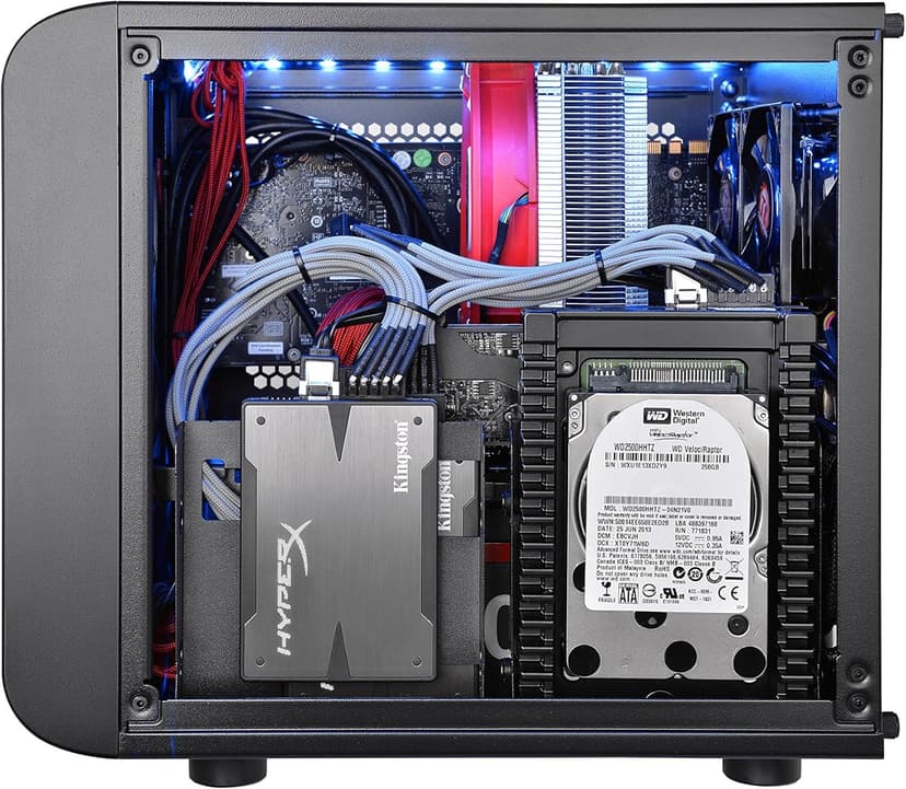 Thermaltake Core V1 SPCC Mini ITX Cube Gaming Computer Case Chassis, Interchangeable Side Panels, Black Edition, CA-1B8-00S1WN-00