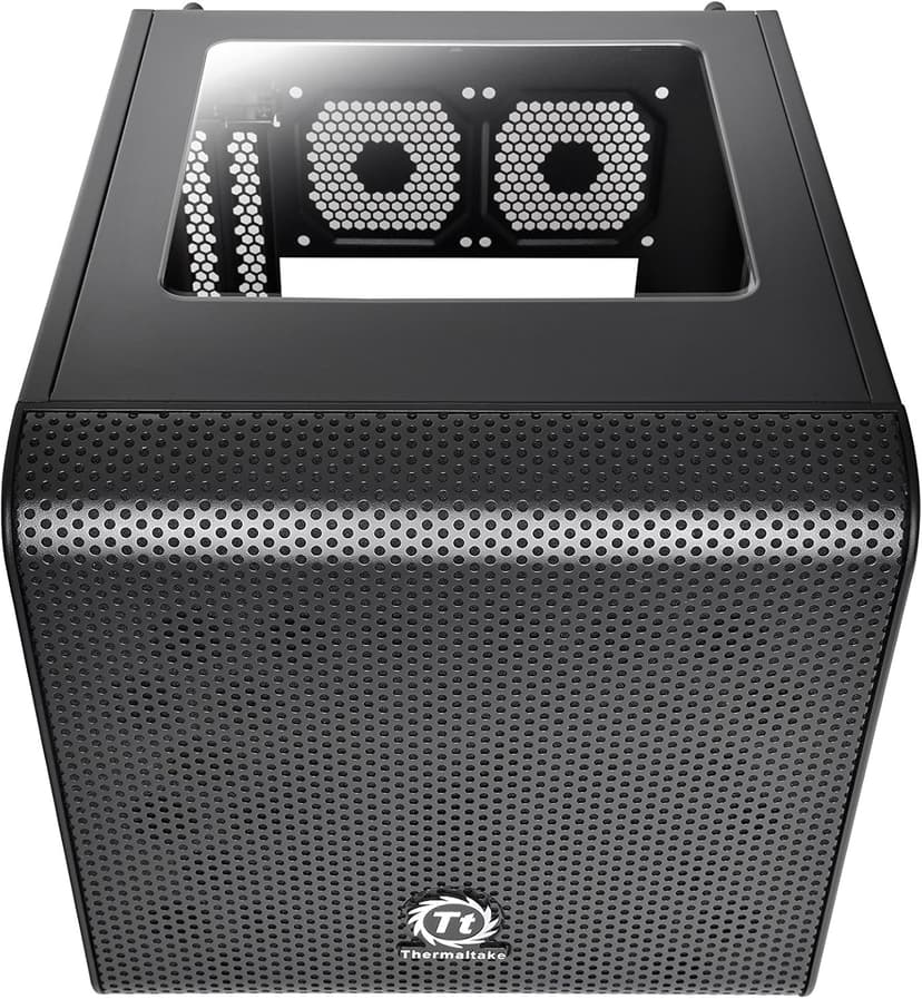 Thermaltake Core V1 SPCC Mini ITX Cube Gaming Computer Case Chassis, Interchangeable Side Panels, Black Edition, CA-1B8-00S1WN-00