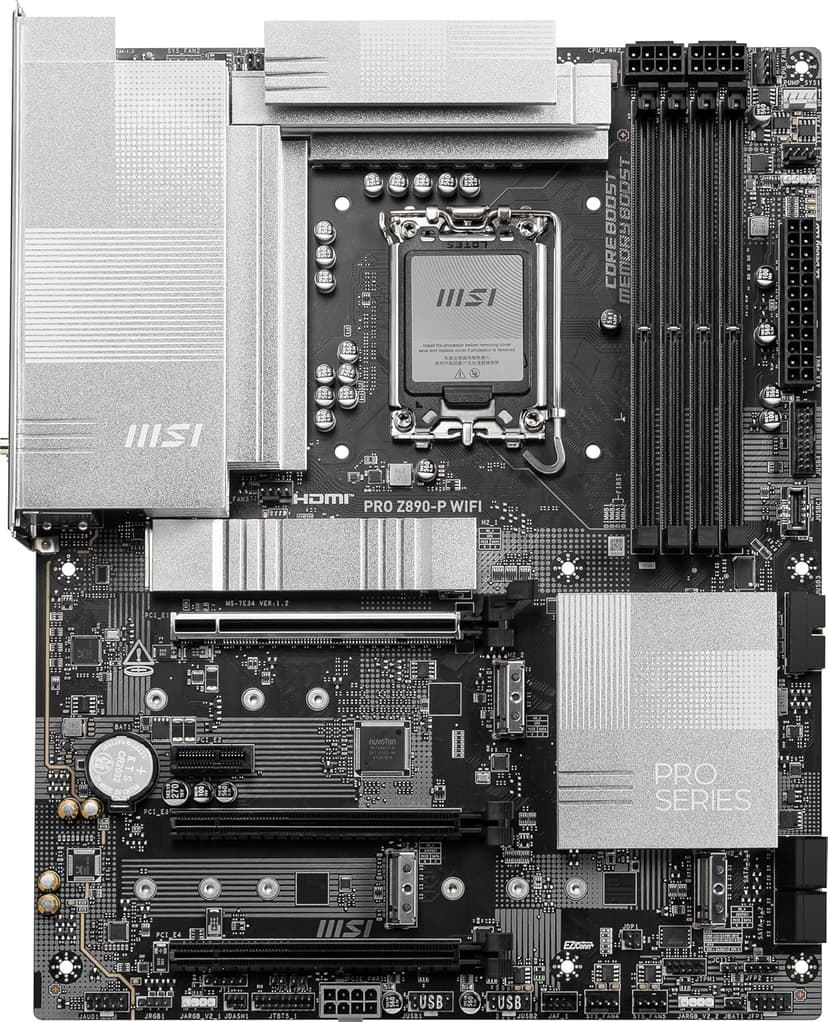 MSI PRO Z890-P WiFi ProSeries Motherboard (Supports Core Ultra Series 2 Intel Processors, LGA 1851, DDR5, PCIe 5.0, M.2, SATA, 5Gbps LAN, USB Type-C, Wi-Fi 7, Bluetooth 5.4, Thunderbolt 4, ATX)