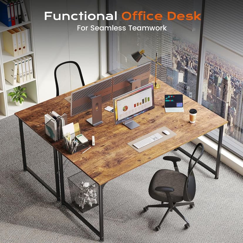 PRAISUN 47 X 24 Inch Computer Desk with Deeper Desktop, Gaming Office Writing Work Desk for Home Office, Study, Bedroom, Work from Home, Metal Frame, Rustic Brown