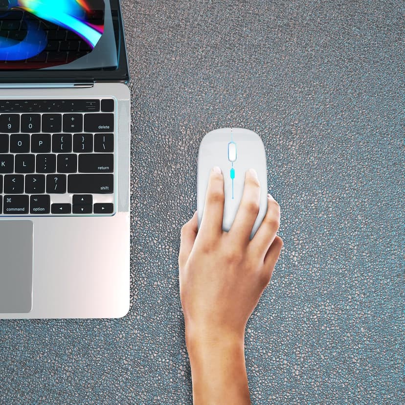 Wireless Bluetooth Mouse Rechargeable Laptop Mice with LED Use Portable(BT5.2 and USB 2.4G) Dual Mode Connection Silent Slim Computer Mouse for Laptop/iPad Tablet/Apple MacBook/PC(Silver)