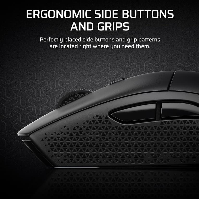 Corsair M55 Wireless Lightweight FPS Gaming Mouse – 2.4GHz & Bluetooth – 24,000 DPI – Long-Lasting Battery Life – Six Programmable Buttons – Textured Side Grips – Black