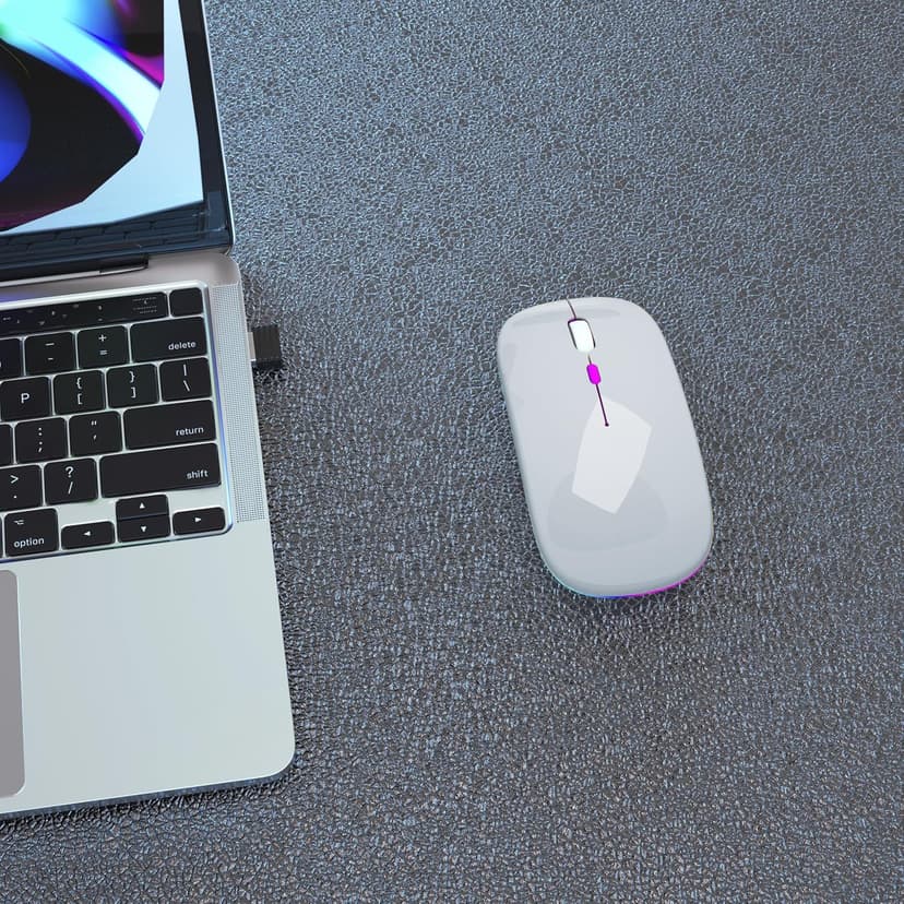 Wireless Bluetooth Mouse Rechargeable Laptop Mice with LED Use Portable(BT5.2 and USB 2.4G) Dual Mode Connection Silent Slim Computer Mouse for Laptop/iPad Tablet/Apple MacBook/PC(Silver)